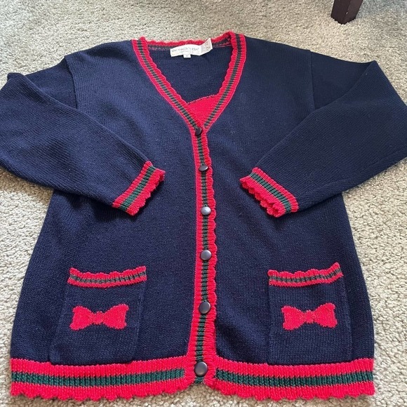 The eagle’s eye vintage cardigan sweater crest bows medium - Picture 5 of 7